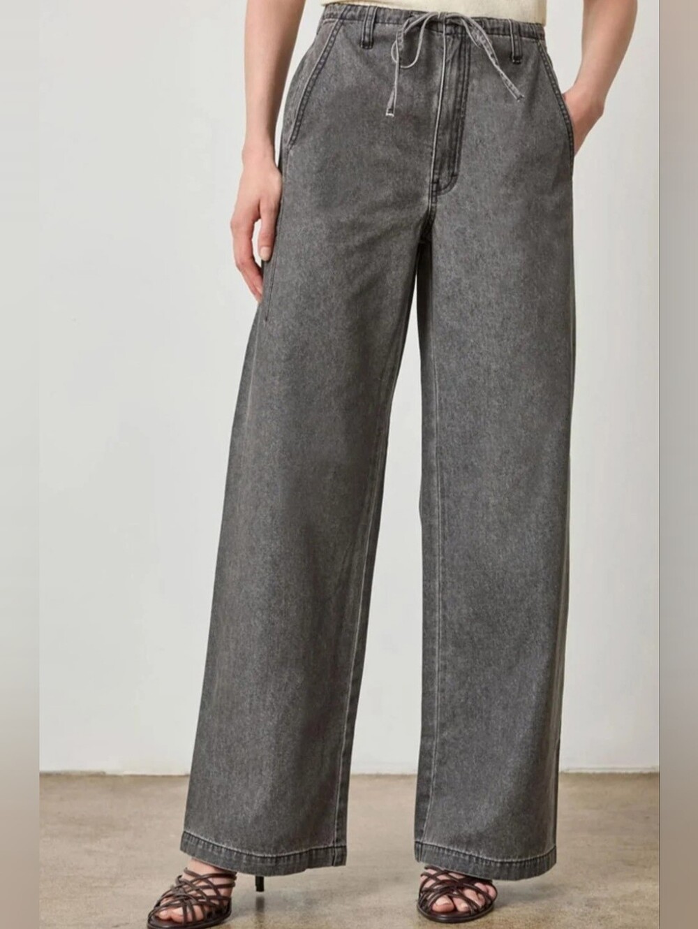Lilla P Denim Drawcord Pant Gray